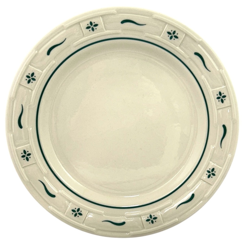 Longaberger Woven Traditions Luncheon Plate 9 Inch Heritage Green Stoneware USA